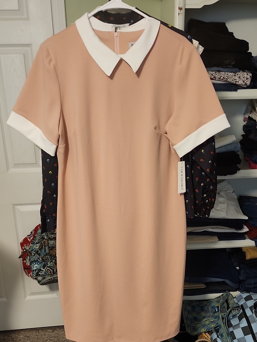 Shelby & Palmer Blush Dress with White Contrast Collar